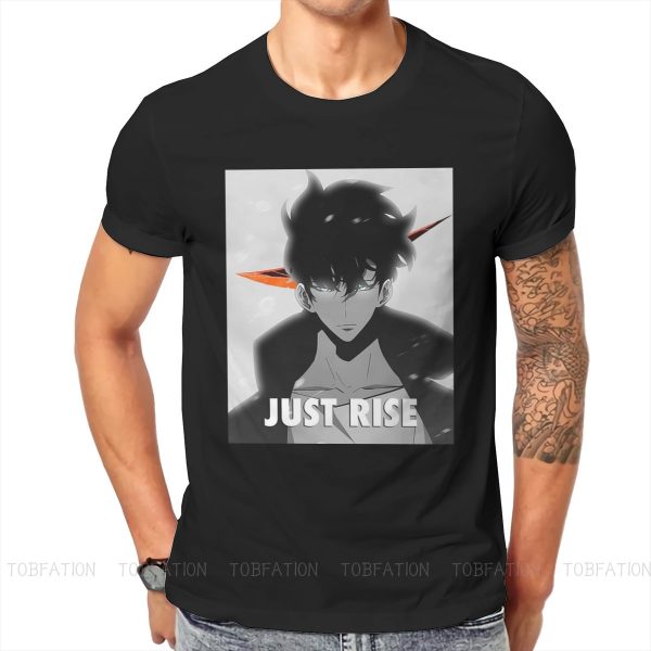 JUST RISE Style TShirt Solo Leveling Sung Jin Woo Yoo Jin Ho Anime Comfortable Hip Hop - Solo Leveling Merch Store