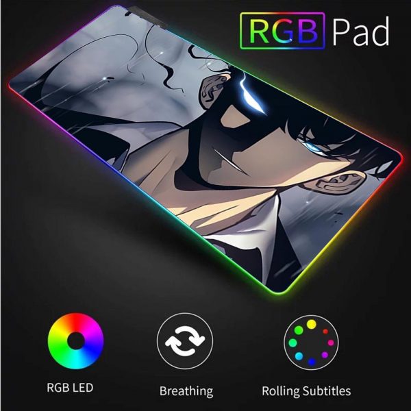 Solo Leveling Anime RGB High Quality Large Mouse Pad Laptop Anime Keyboard Pad LED USB Gaming 3 - Solo Leveling Merch Store